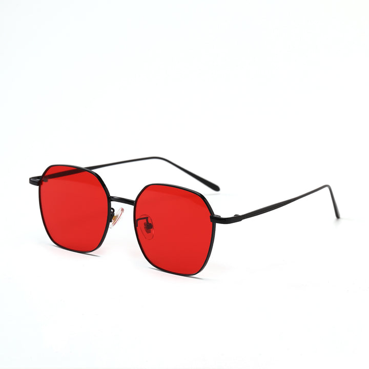 Damen geometrische Sonnenbrille mit modernem Metallrahmen Karnz