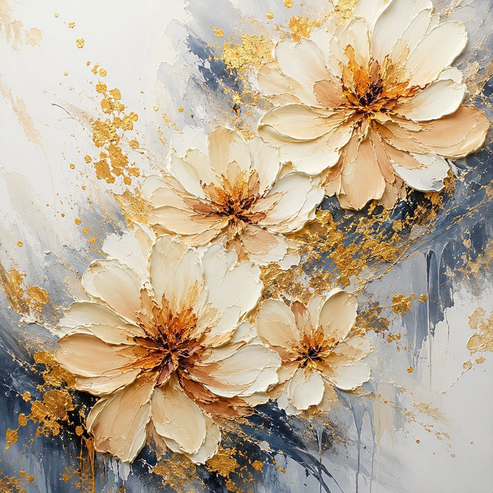 Elegante florale strukturierte Leinwandkunst
