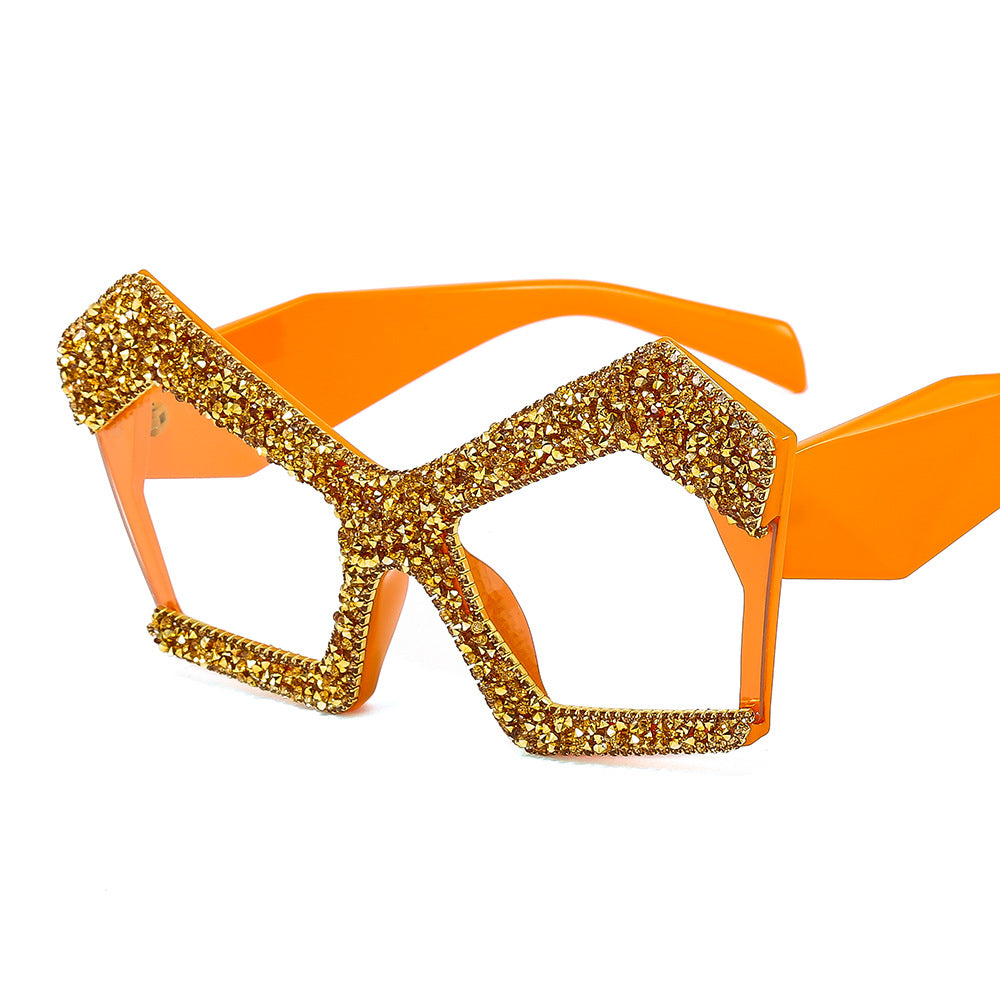 Damen Funkelnde Cat-Eye-Sonnenbrille mit extravagantem Strassrahmen Karnz