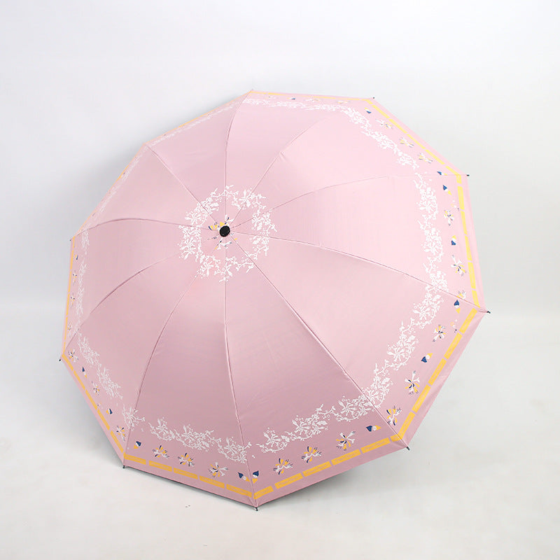 Damen Eleganter Falt-Regenschirm mit floralen Mustern Karnz