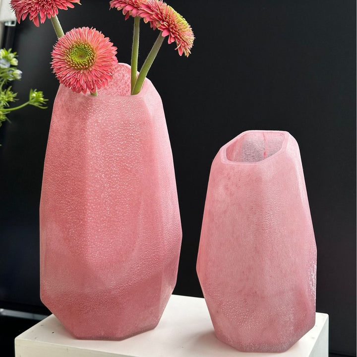 Geometrische Matte Keramische Hohe Tischvase mit Facettierter Basis Karnz