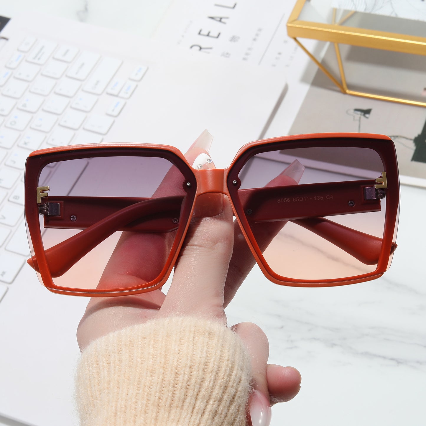 Damen moderne oversized Sonnenbrille Karnz