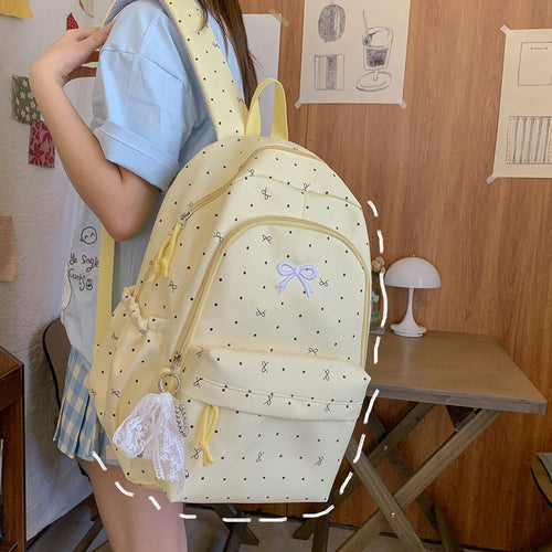 Polka-Dot-Design-Rucksack mit Mehrfachtaschen-Features Karnz
