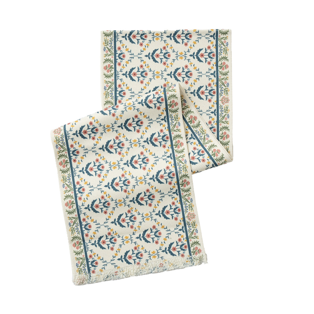 Gewebter Läufer mit vintage‑orientalischem Blumenmuster und Fransen