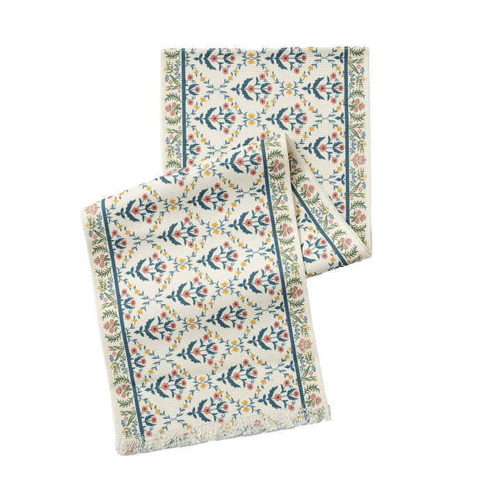 Gewebter Läufer mit vintage‑orientalischem Blumenmuster und Fransen