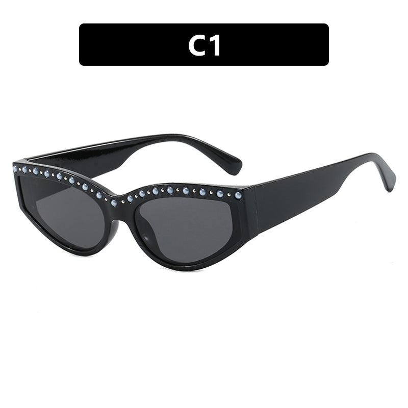 Damen Cat-Eye Sonnenbrille mit funkelndem Strassbesatz und animalischem Muster Karnz