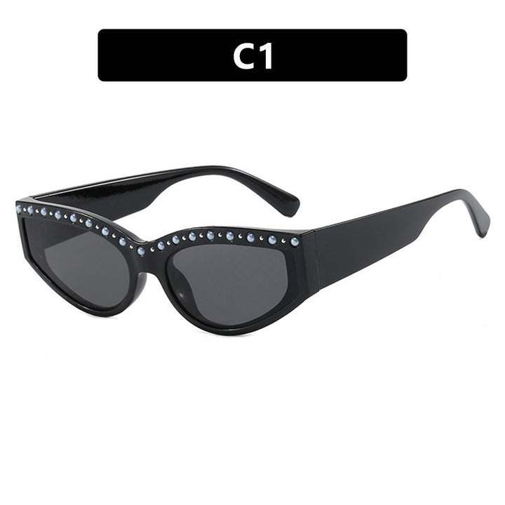 Damen Cat-Eye Sonnenbrille mit funkelndem Strassbesatz und animalischem Muster Karnz
