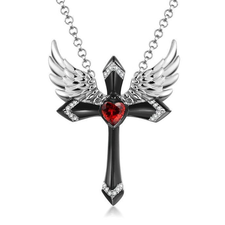 Gothic Engel Flügel Kreuz Anhänger Halskette Karnz