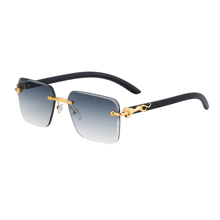 Damen Modische Quadratische Sonnenbrille mit eleganten Holzarmen Karnz