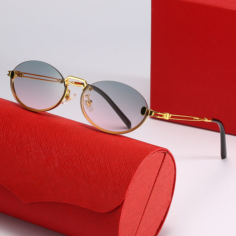 Damen modische Sonnenbrille mit filigranem Metallrahmen und stylishem Design Karnz