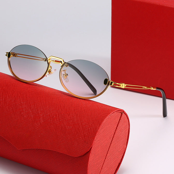 Damen modische Sonnenbrille mit filigranem Metallrahmen und stylishem Design Karnz