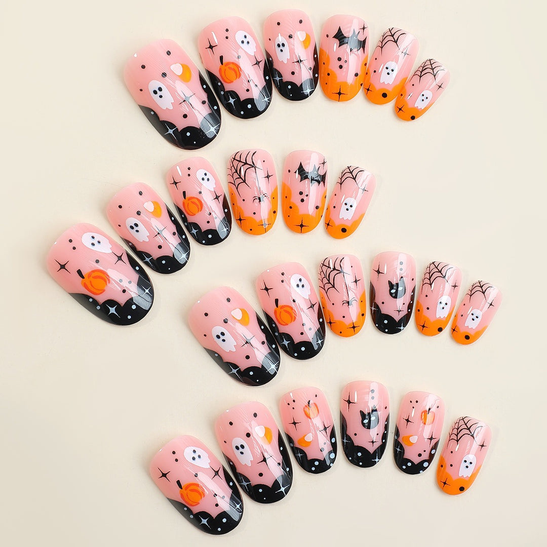 Künstliche Kunstnägel mit gruseligen Halloween-Motiven Karnz