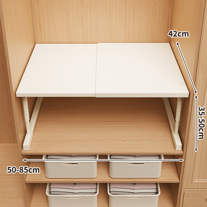 Erweiterbare Klappkleiderschrank-Regalplatte mit teleskopischer Unterstützung