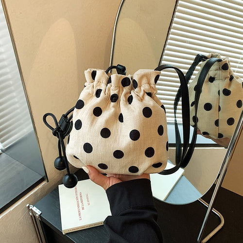 Polka Dot Zugband Schultertasche Karnz