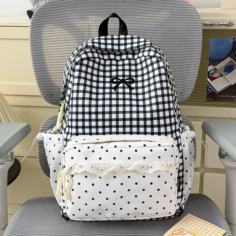 Verspielter Gingham- und Pünktchen-Rucksack Karnz