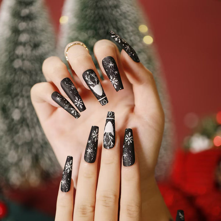 Winter-Themen Press-On Nägel mit Schneeflocken-Design Karnz