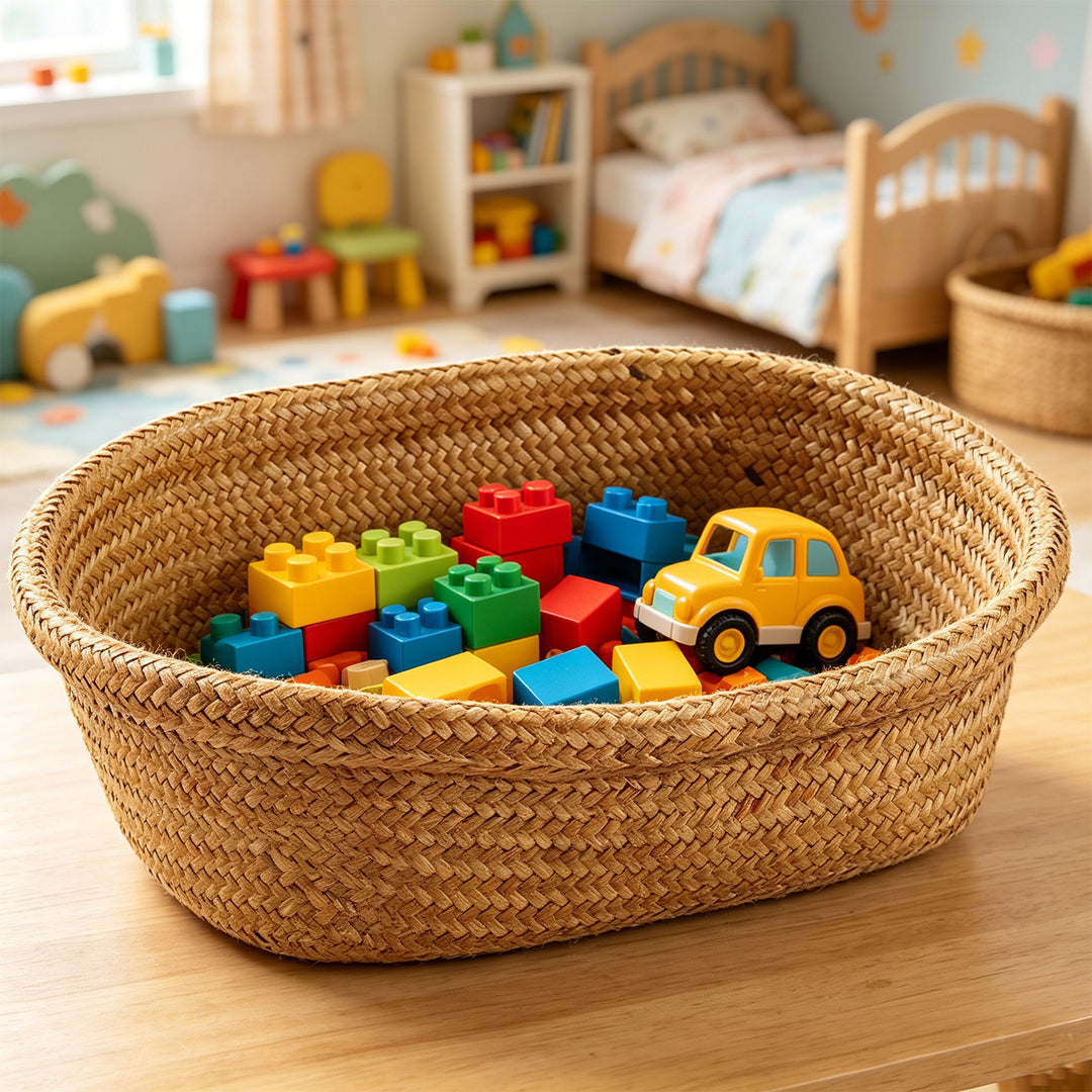 Unisex Ovaler Aufbewahrungskorb aus geflochtenem Naturmaterial Karnz