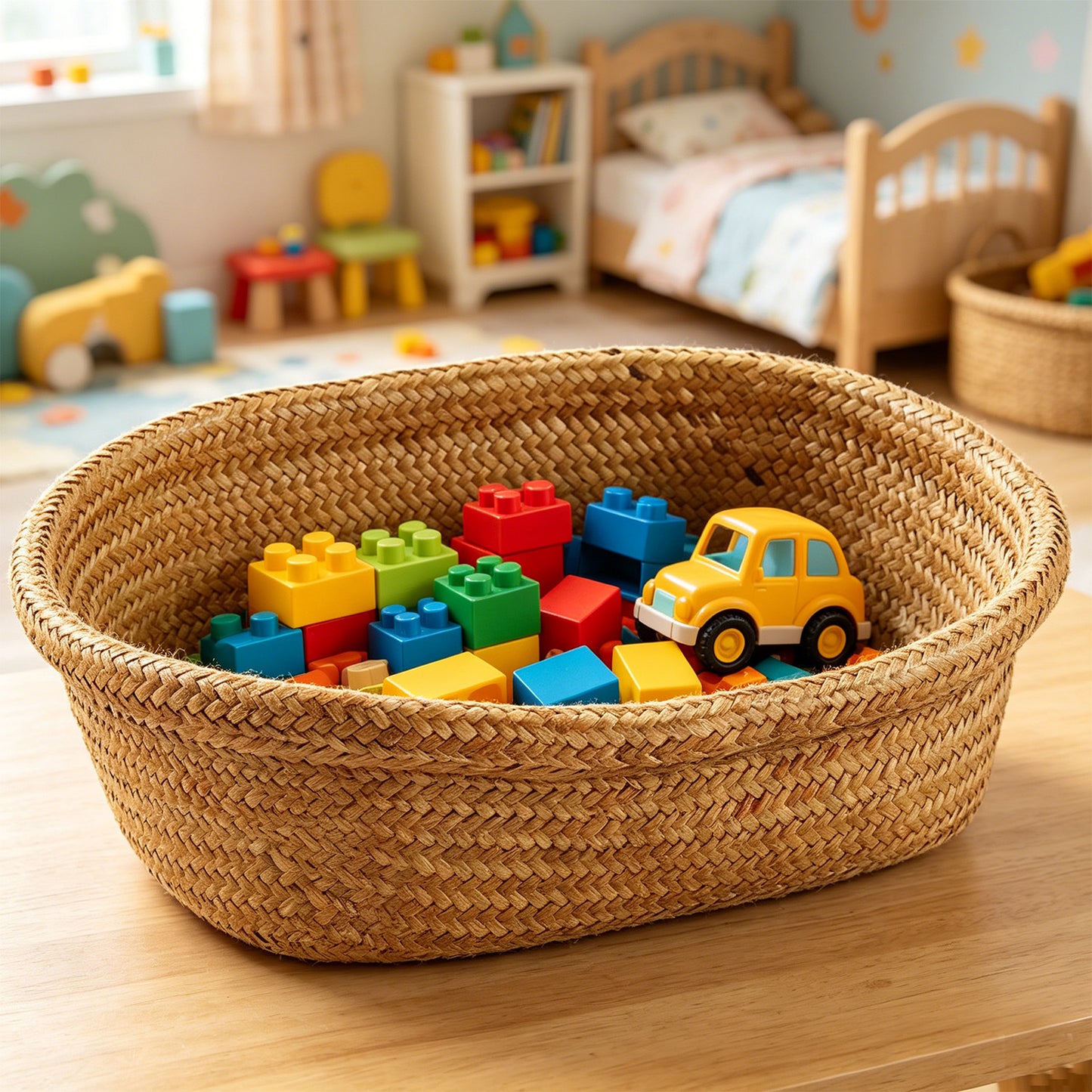 Unisex Ovaler Aufbewahrungskorb aus geflochtenem Naturmaterial Karnz