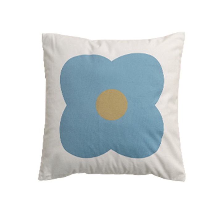 Handgetufteter quadratischer Dekokissenbezug mit floraler Chenille‑Applikation