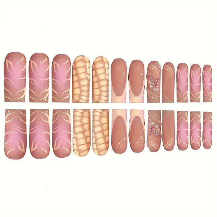 Chic 3D Floral Press-On Nail Art Karnz