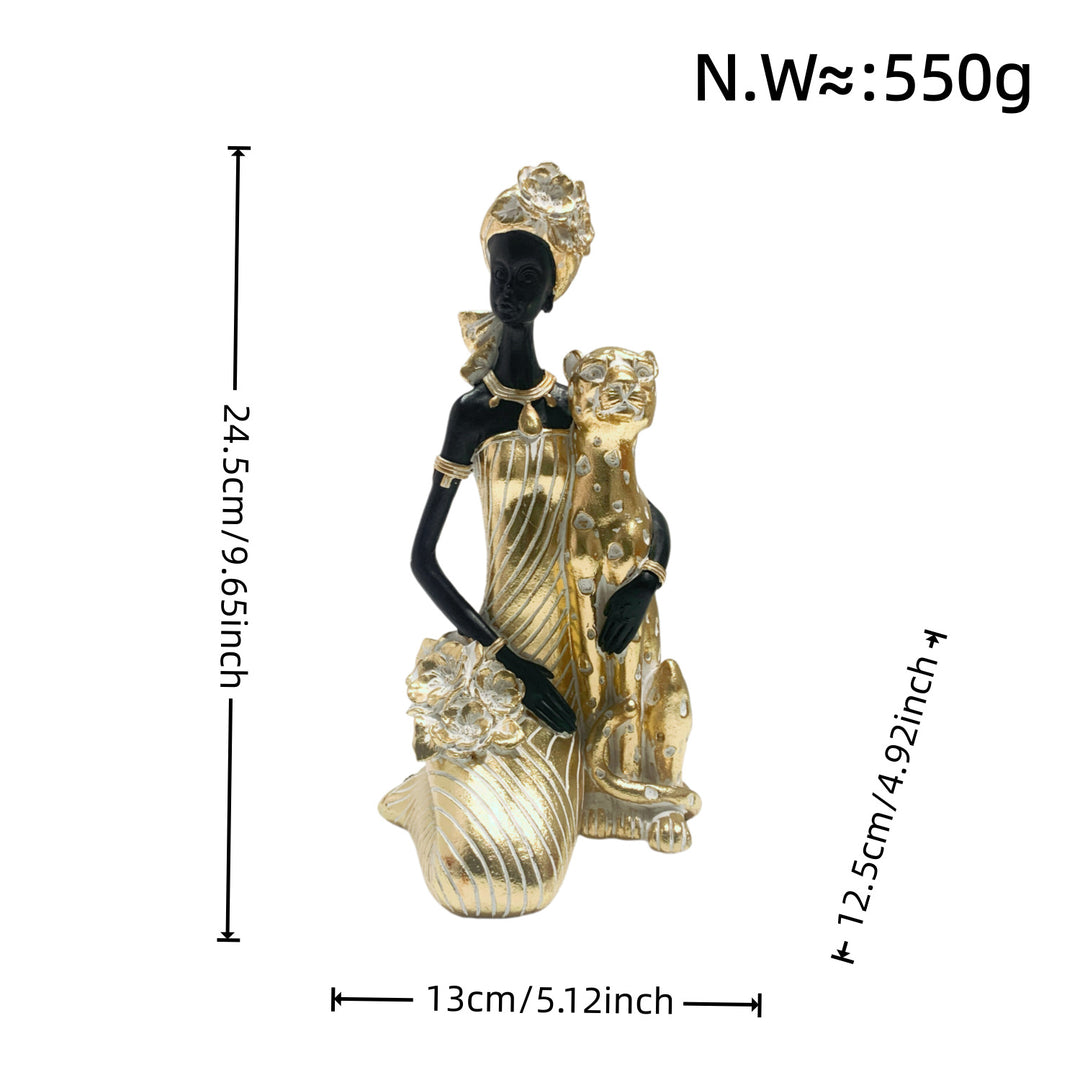 Elegante Skulptur mit Leoparden Karnz