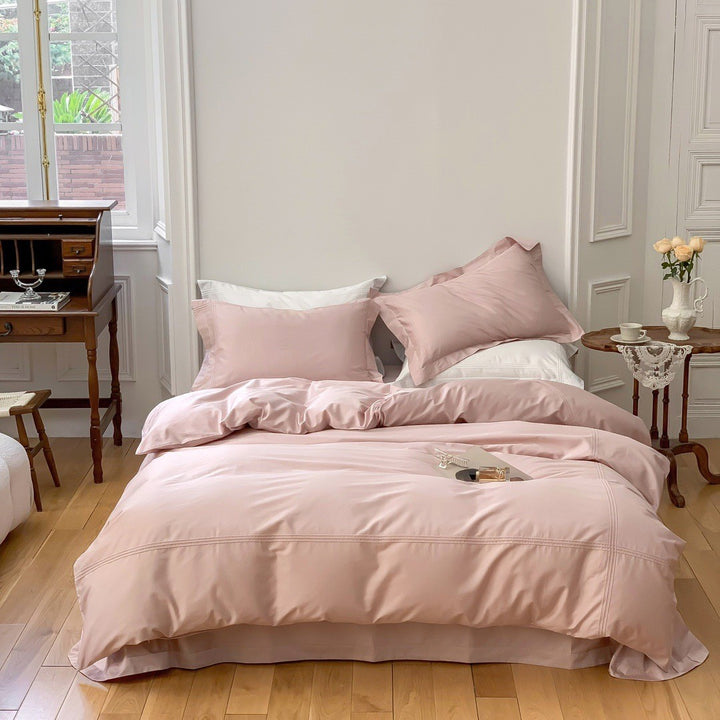Leichtes Baumwollmisch-Percale Bettbezug-Set mit verstecktem Reißverschluss und maßgeschneiderten Eckenbändern