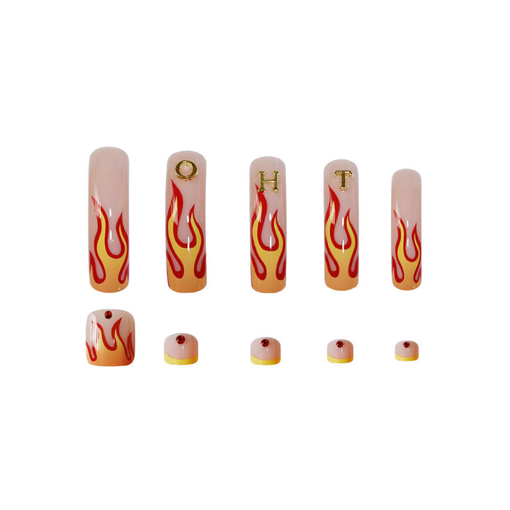 Flammenmuster Press-On Nagelkunst Karnz