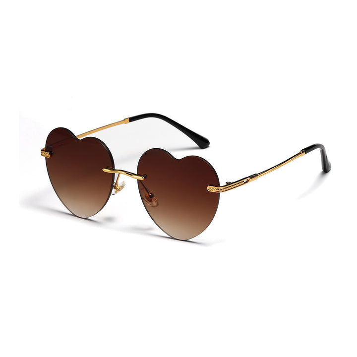 Damen trendige Herz-Sonnenbrille mit verspiegelten Gläsern Karnz