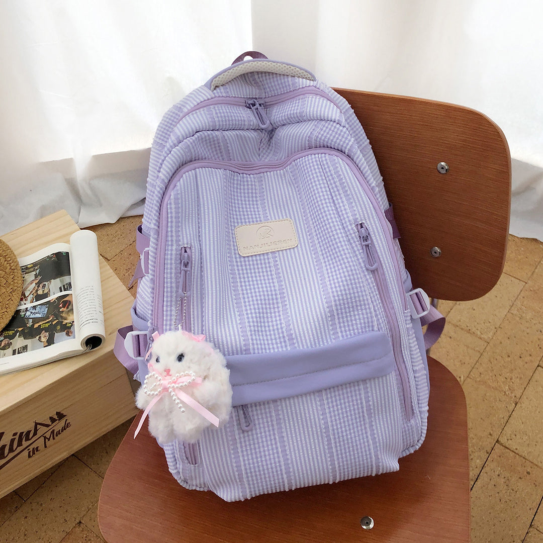 Gestreifter Rucksack mit Schlüsselanhänger Charm Karnz