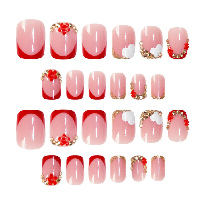 Floral-Accent Press-On Nail Art Karnz
