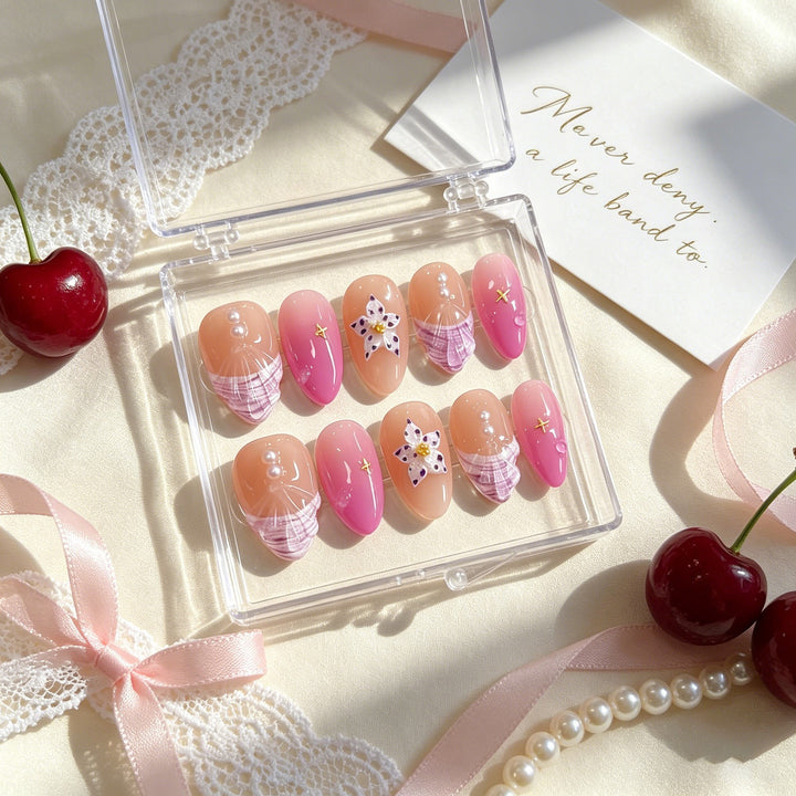 Floral Accent Press-On Nagelset