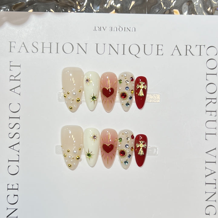 Dekoratives, urlaubsbezogenes Press-On-Nagelset