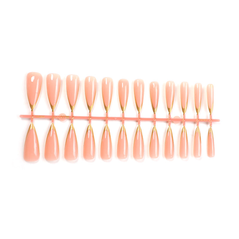 Elegantes Long-Shape Press-On Glänzendes Nagelset Karnz