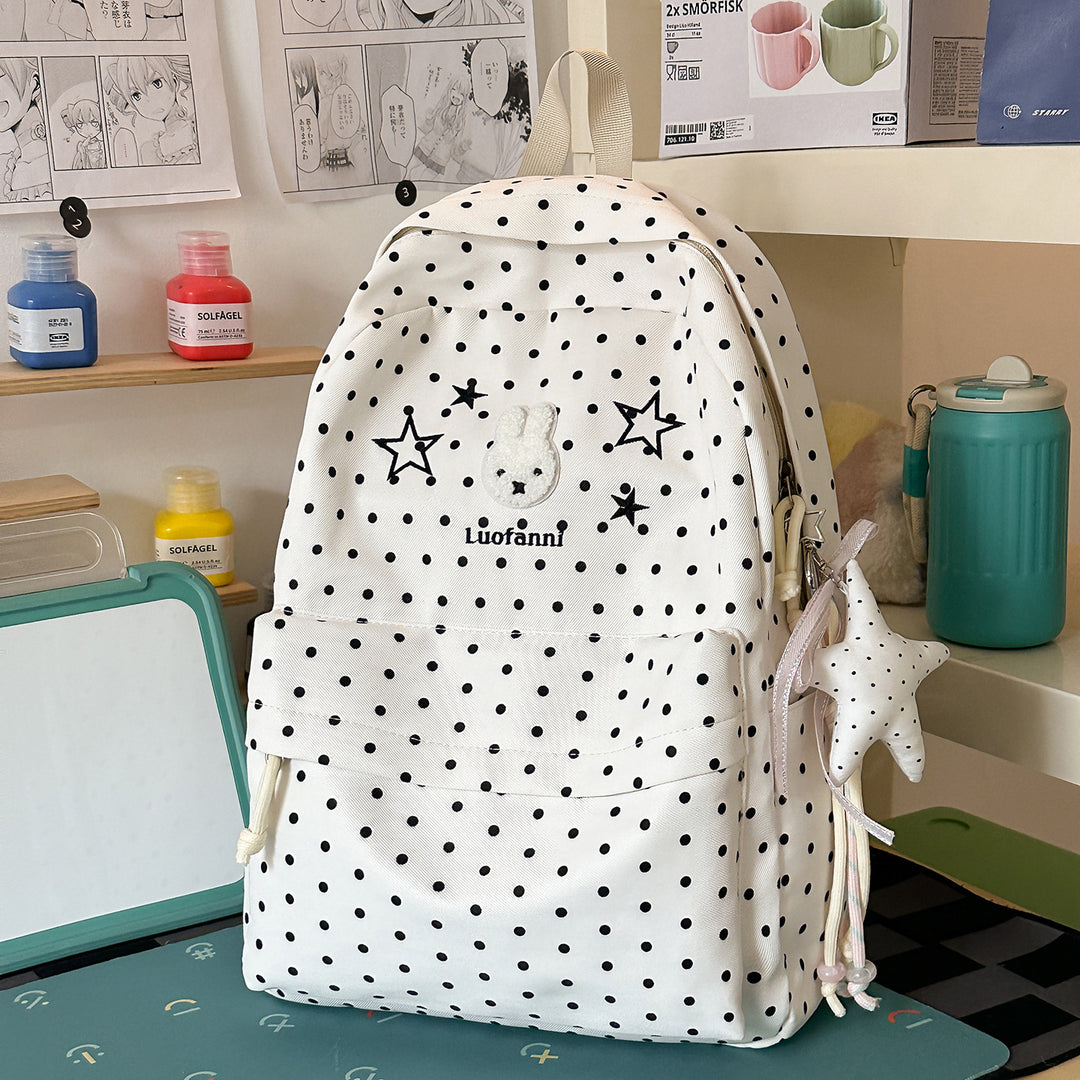 Polka Dot Rucksack mit süßen Figurenakzenten Karnz
