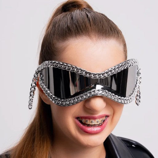 Damen modische Sonnenbrille mit Kettenrahmen Karnz
