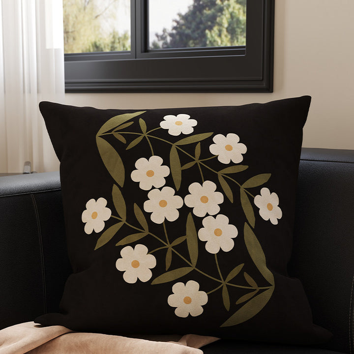 Velvet Bamboo Leaf Square Throw Pillow Cover with Hidden Zipper