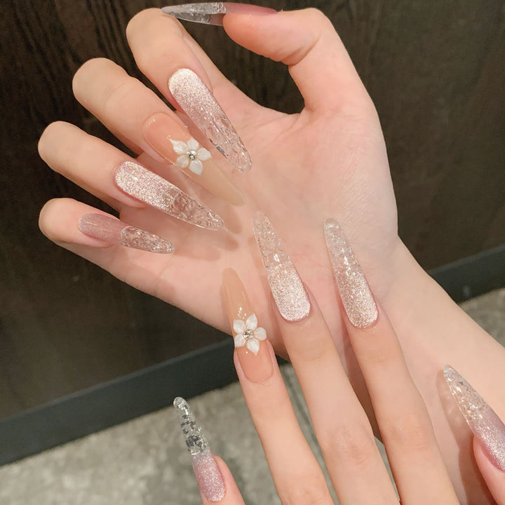 Glamouröse kristallinfundierte Press-On-Nagelset