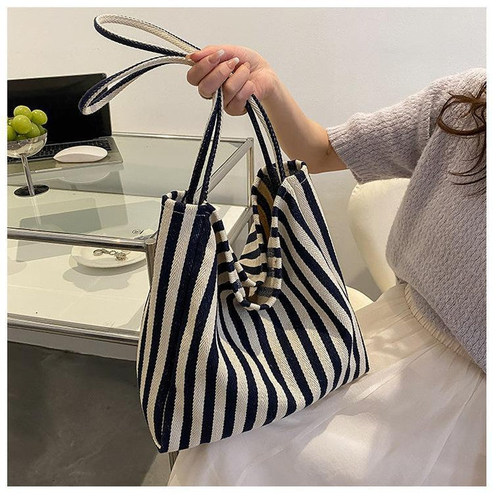 Lässige gestreifte Canvas-Shopper-Tasche