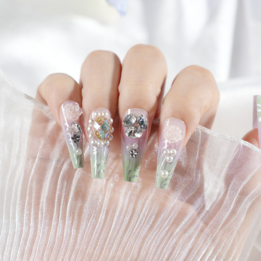 Premium Dekorative Press-On Nagelkunst Set Karnz