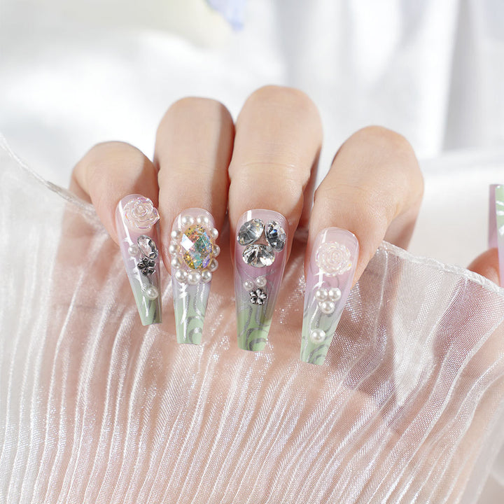 Premium Dekorative Press-On Nagelkunst Set Karnz