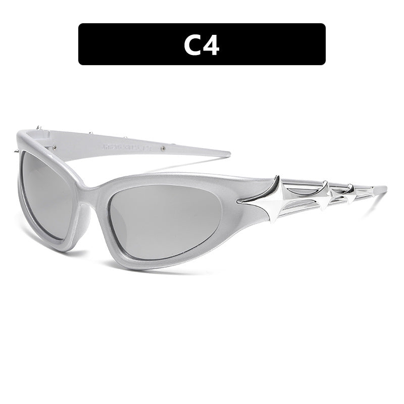 Damen futuristische Sonnenbrille mit einzigartigem Sternedesign Karnz