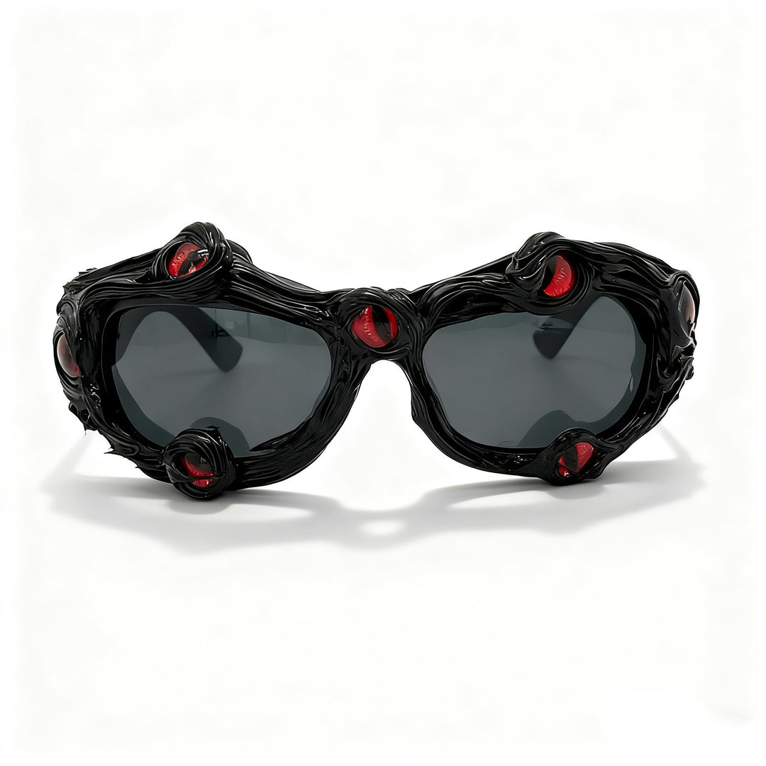 Damen kreative Designer-Sonnenbrille mit extravaganten 3D-Elementen Karnz