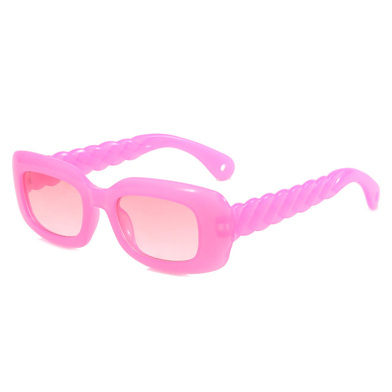 Damen modische quadratische Sonnenbrille mit einzigartigem gedrehten Bügeldesign Karnz