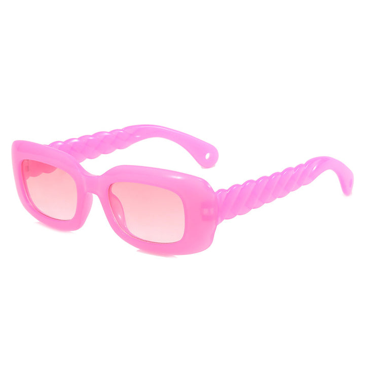 Damen modische quadratische Sonnenbrille mit einzigartigem gedrehten Bügeldesign Karnz