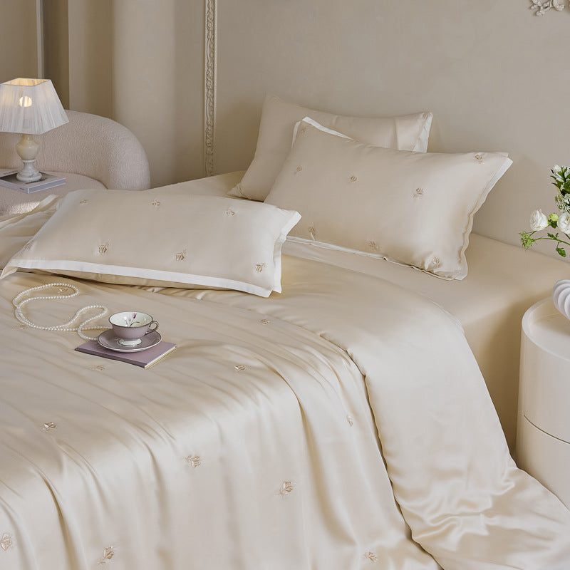 Besticktes Satin Bettbezug Set