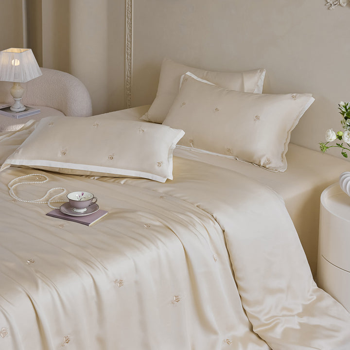 Besticktes Satin Bettbezug Set