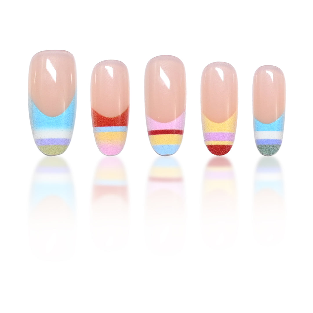 Creative Rainbow French Tip Nail Art