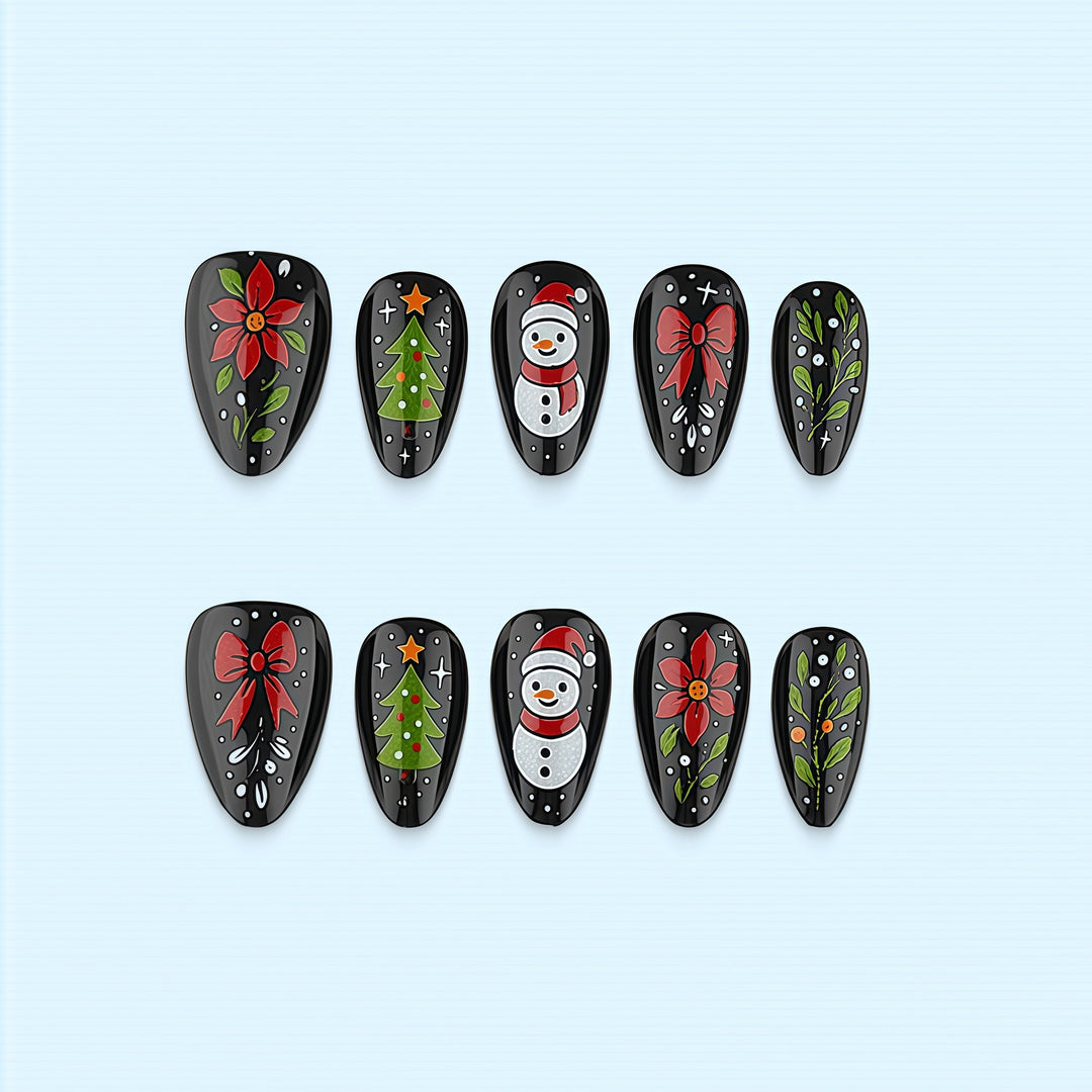 Kunstnagelset mit festlichem Weihnachtsdesign Karnz