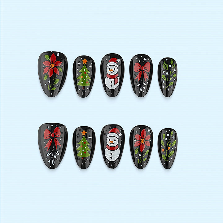 Kunstnagelset mit festlichem Weihnachtsdesign Karnz