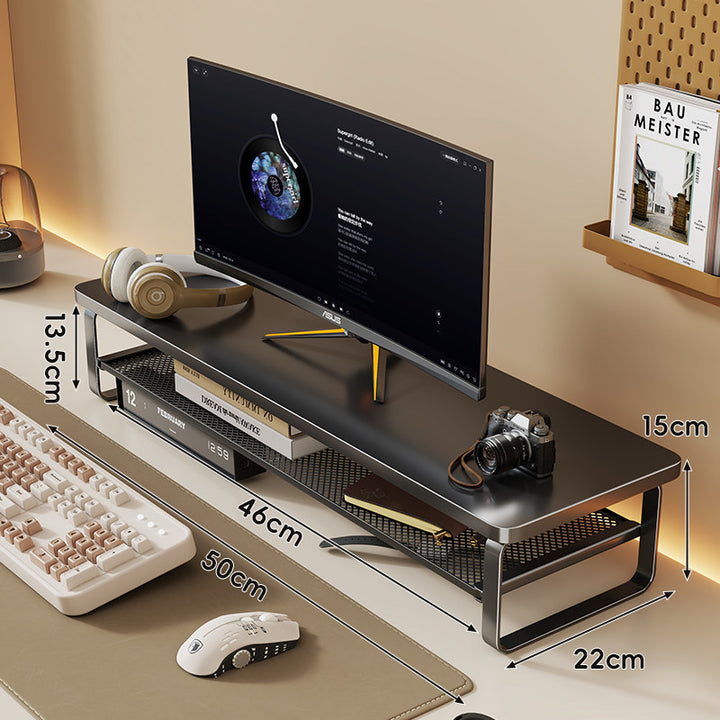 Erhöhter Desktop-Bildschirmständer mit Mesh-Unterregal-Organizer und Kabelmanagement